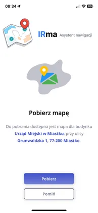 IRma app screen downloading a building map